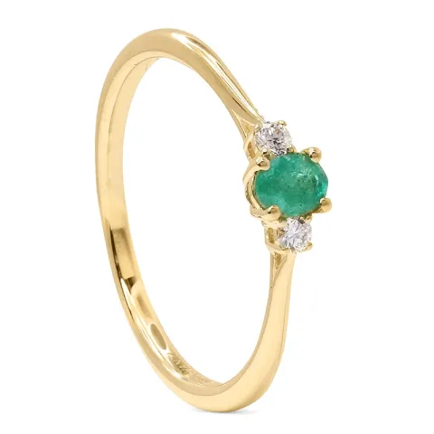 Smaragd gull ring i 14 karat gull 0,05 ct