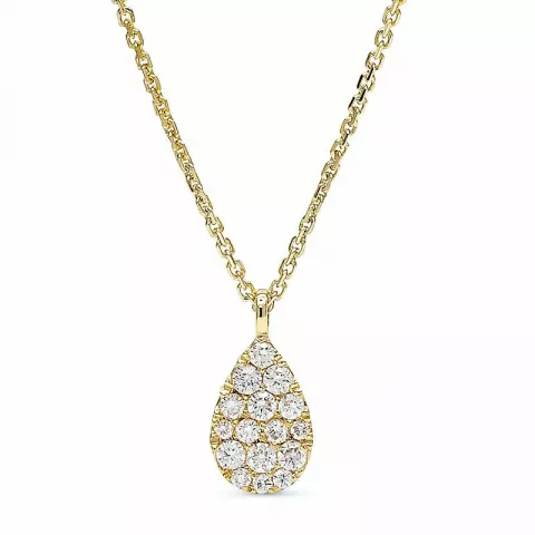 Dråpeformet diamant anheng med halskjede i 14 karat gull 0,13 ct