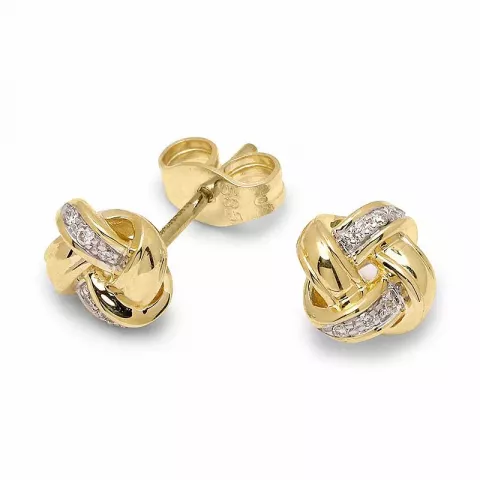 firkantet briljantøredobb i 14 karat gull med rhodium med diamant 