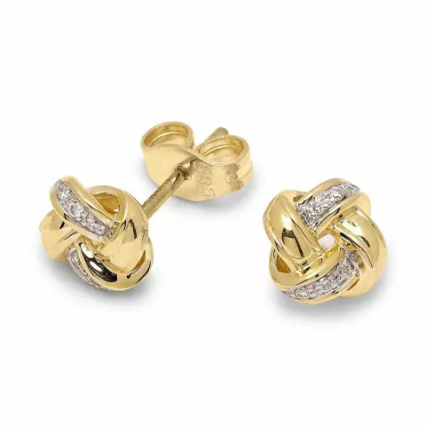 firkantet briljantøredobb i 14 karat gull med rhodium med diamant