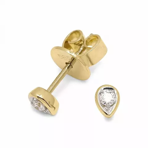Dråpe diamant briljantøredobb i 14 karat gull med rhodium med diamanter 