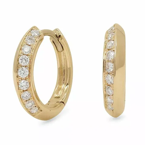 12 mm diamant creol i 14 karat gull med diamant