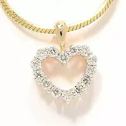 Diamant hjerteanheng i 14 karat gull 0,25 ct