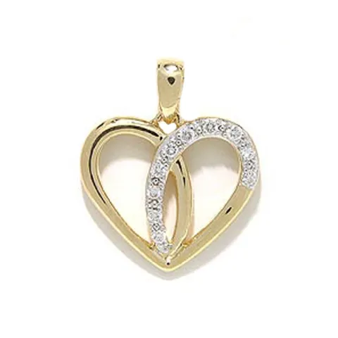 Hjerte diamantanheng i 14 karat gull 0,09 ct