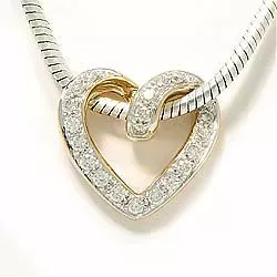 Diamant hjerteanheng i 14 karat gull 0,19 ct