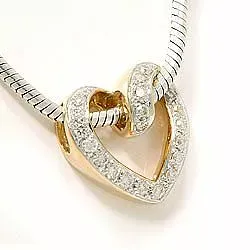 Diamant hjerteanheng i 14 karat gull 0,19 ct