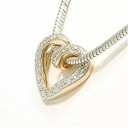 Diamant hjerteanheng i 14 karat gull 0,19 ct