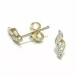 Gull diamantøredobb i 14 karat gull med rhodium med diamanter 