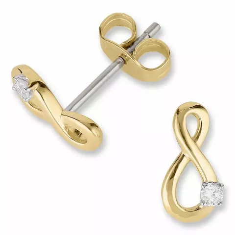 Infinity diamantøredobb i 14 karat gull med diamanter 