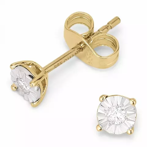 Diamant solitaireørepynt i 14 karat gull og hvitt gull med diamanter 