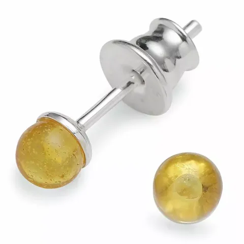 Herlig runde rav øredobber i sølv