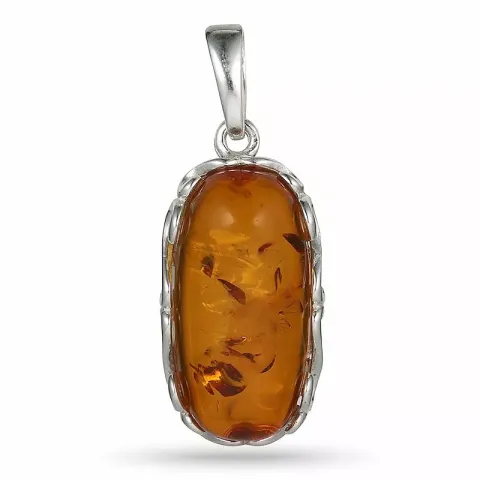 firkantet rav anheng i sølv