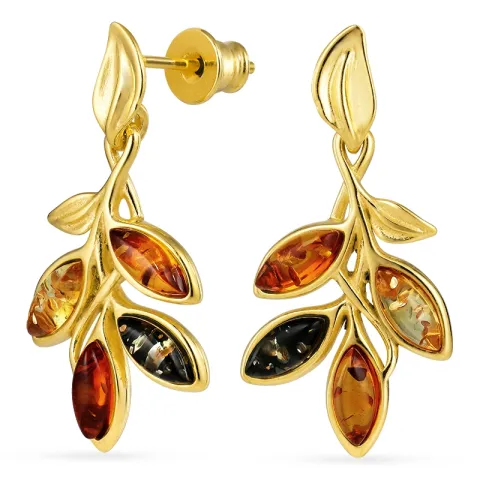 rav øredobber i forgylt sølv