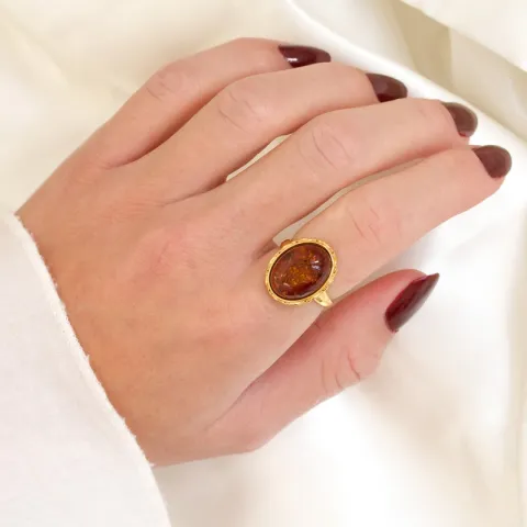 rav ring i forgylt sølv