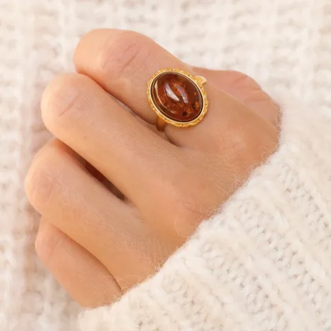 rav ring i forgylt sølv