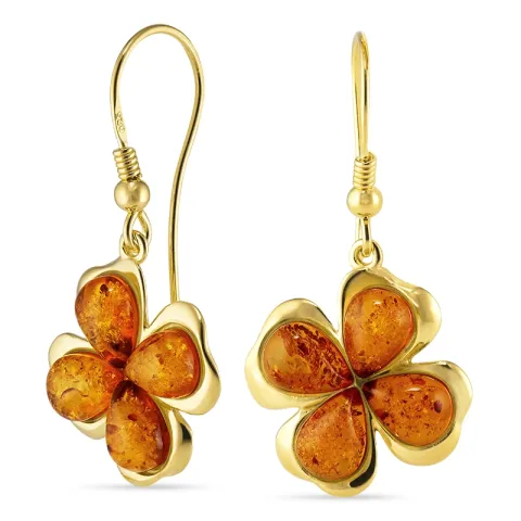 rav øredobber i forgylt sølv