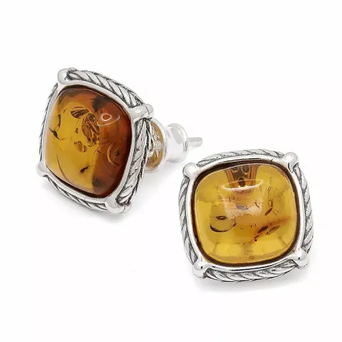 firkantet ørestikker i oksidert sterlingsølv