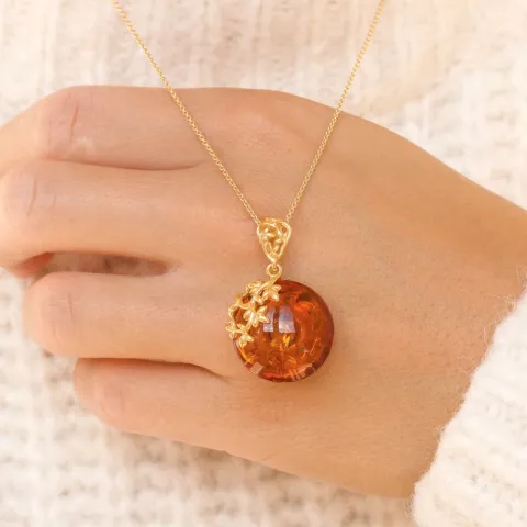 rav halskjede i forgylt sølv med anheng i forgylt sølv