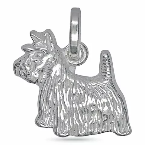 Stort puddelhund anheng i sølv