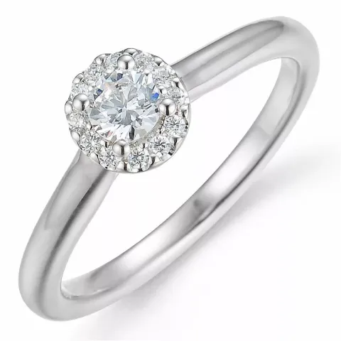 Bestillingsvare - diamantring i 14 karat hvitt gull 0,20 ct 0,07 ct