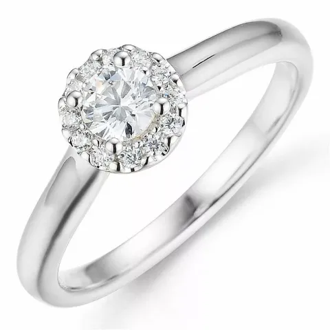 Bestillingsvare - diamantring i 14 karat hvitt gull 0,26 ct 0,08 ct