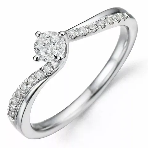 Bestillingsvare - diamantring i 14 karat hvitt gull 0,24 ct 0,11 ct