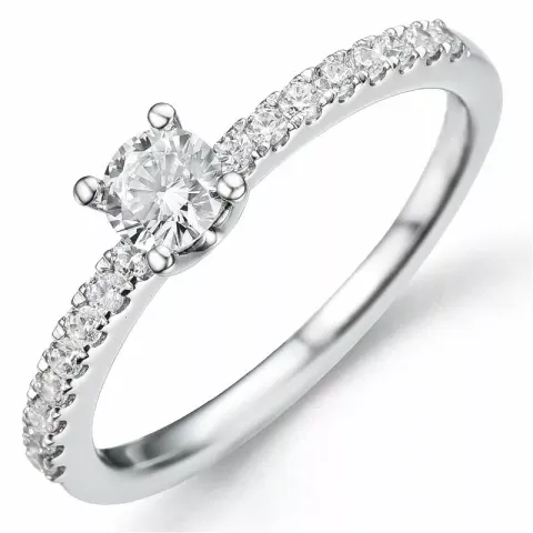 Bestillingsvare - diamantring i 14 karat hvitt gull 0,32 ct 0,20 ct