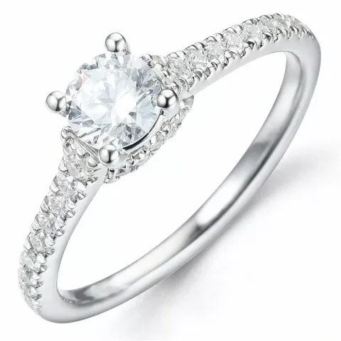 Bestillingsvare - diamantring i 14 karat hvitt gull 0,52 ct 0,25 ct