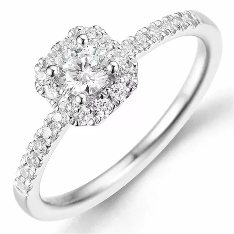 Bestillingsvare - diamantring i 14 karat hvitt gull 0,26 ct 0,24 ct