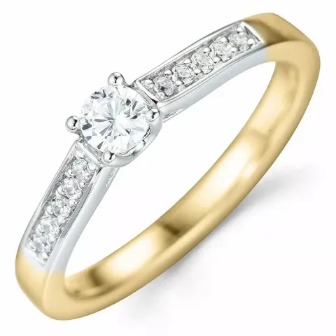 Bestillingsvare - diamantring i 14 karat gull og hvitt gull 0,20 ct 0,10 ct
