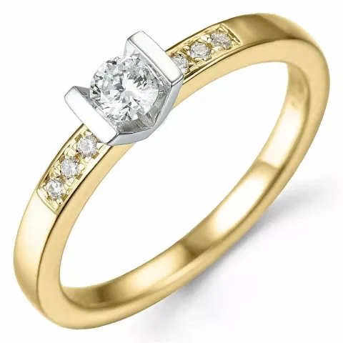 Bestillingsvare - diamantring i 14 karat gull og hvitt gull 0,21 ct 0,04 ct