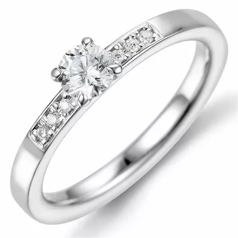 diamantring i 14 karat hvitt gull 0,35 ct 0,05 ct