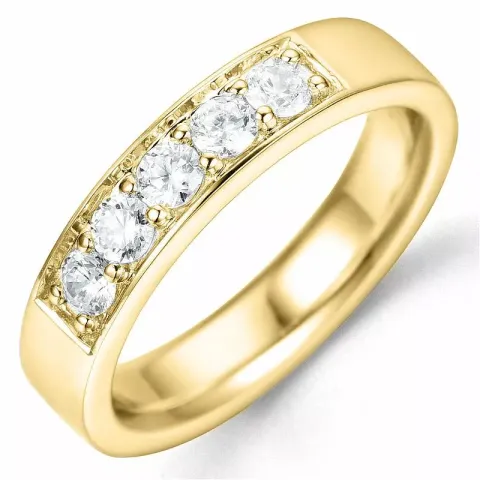 diamantring i 14 karat gull 5 x 0,10 ct