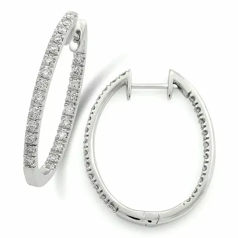 16 mm diamant creol i 14 karat hvitt gull med diamanter
