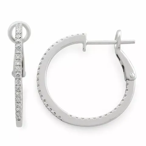 16 mm diamant creol i 14 karat hvitt gull med diamanter 