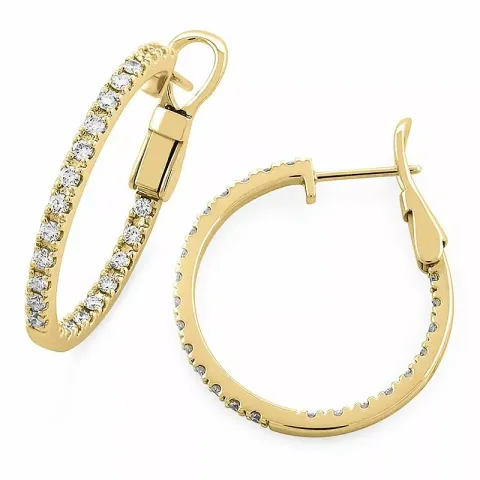 20 mm diamant creol i 14 karat gull med diamanter 