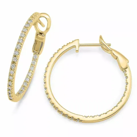 20 mm diamant creol i 14 karat gull med diamanter