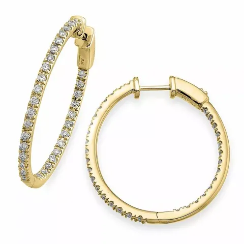 24 mm diamant creol i 14 karat gull med diamant