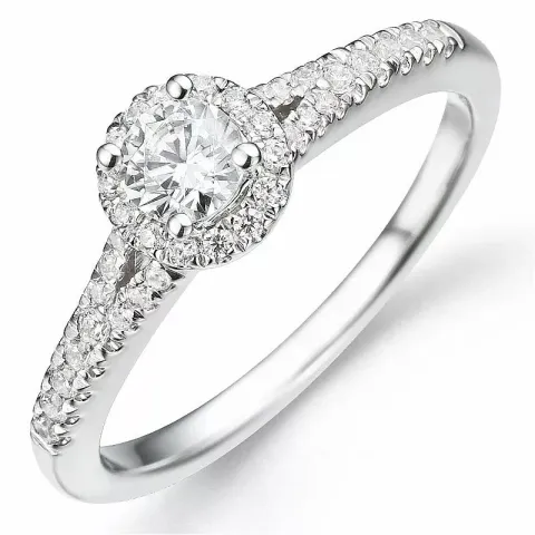 Bestillingsvare - diamantring i 14 karat hvitt gull 0,32 ct 0,21 ct