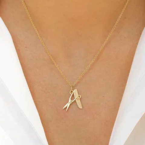 kam og saks gull anheng i 8 karat