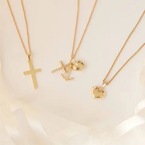 10 x 11 mm hjerte anheng i 14 karat gull - Amoré