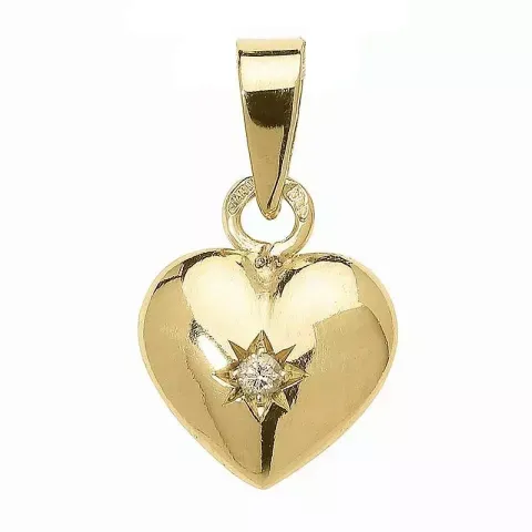 hjerte zirkon anheng i 8 karat