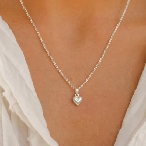 hjerte halskjede i sølv med anheng i sølv - Amoré