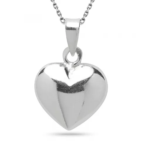 12 x 18 mm hjerte anheng med halskjede i sølv med anheng i sølv
