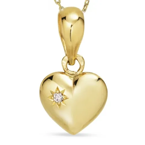 hjerte halskjede i forgylt sølv med anheng i 8 karat - Amoré