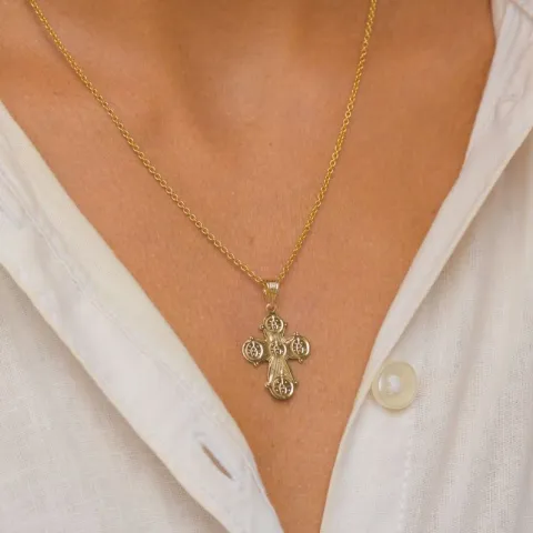 dagmarkors halskjede i forgylt sølv med anheng i 8 karat - Amoré