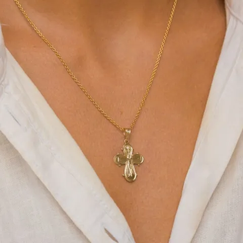 dagmarkors halskjede i forgylt sølv med anheng i 8 karat - Amoré