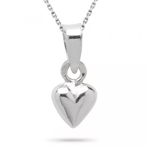 hjerte halskjede i sølv med anheng i sølv