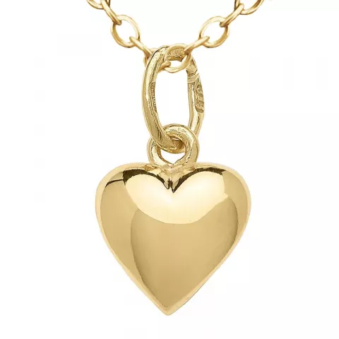 hjerte halskjede i forgylt sølv med anheng i 8 karat