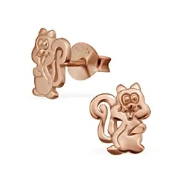 Ekorn øredobber i rosabelagt sølv